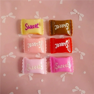 Colorful sweet resin candy charms with scalloped edges for DIY hair clips and crafts