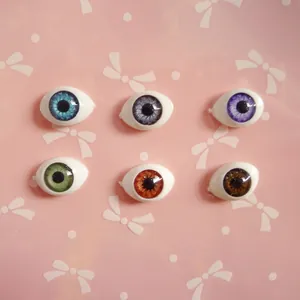 Set of 6 colorful acrylic boat-shaped doll eyes 10x14mm for DIY doll making crafts