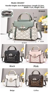 Detailed internal structure and multi-color dimensions of the monogram crossbody bag
