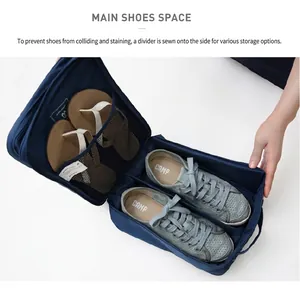 Bolsa de viaje para zapatos impermeable de doble capa con compartimentos para zapatillas