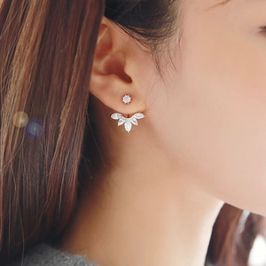 Daisy Flower Stud Earrings Alloy Marquise Zircon Elegant Shiny Jewelry With Silver Earring Post For Women