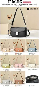 Textured leather shoulder bag color options and multi-compartment interior detail