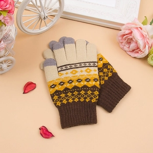 Winter-Strickhandschuhe mit Fair-Isle-Muster und Touchscreen-Funktion für Damen