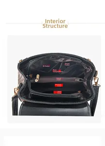 Detailed interior view showing multiple functional compartments and pockets in the bag