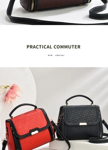 Detail of woven texture and gold metal buckle on minimalist crossbody bags for women