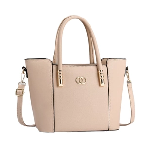 Elegant beige crossbody bag for women with gold hardware and pebble texture finish