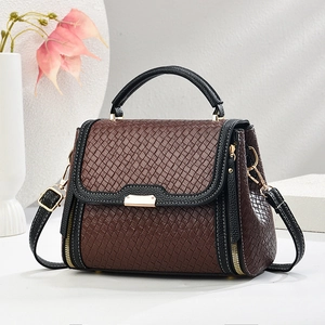 Woven PU Leather Handbag For Women Fashion Small Square Crossbody Bag Versatile Shoulder Bag Elegant Commuter Style