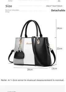 Détails du sac à main tricolore avec bandoulière amovible et finitions métalliques dorées