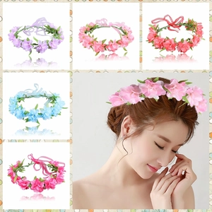 Adjustable bohemian headband featuring five realistic colorful fabric roses for party wear