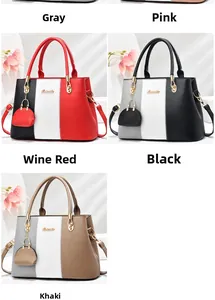 Sacs à main bicolores en gris, rose, rouge, noir et kaki avec bandoulières réglables