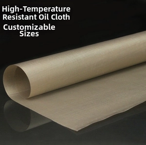 Macro detail of brown heat-resistant non-stick Teflon oven liner with woven texture