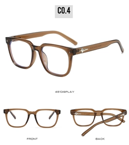 Vues détaillées des lunettes carrées TR transparentes marron avec rivets étoilés