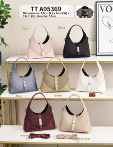 Detail view of woven leather handbags in multiple colors with dimension specs