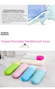 Multi-colored portable toothbrush cases for travel showing compact storage and dustproof design
