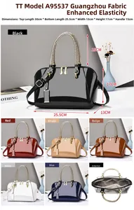 Detailed dimensions for the glossy patent leather Boston bag in multiple colors