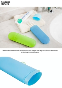 Detail view of portable toothbrush case with smooth rounded corners and glossy finish