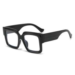 Classic glossy black square oversized blue light blocking glasses for men and women