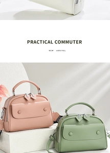 Detail view of small square bags with textured finish and decorative woven shoulder straps