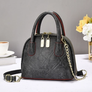 Minimalist grey marble texture tote bag with double handles and gold chain strap