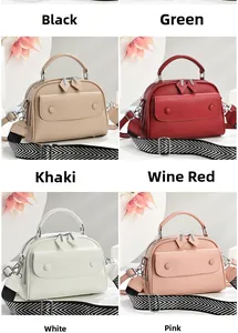 Multi-color collection of pebbled leather square bags with geometric woven straps
