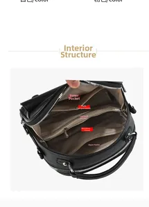 Internal structure of black leather crossbody bag with multiple functional compartments