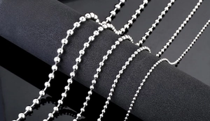 Detailed comparison of five different diameters of polished titanium steel ball chains
