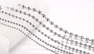 Detailed comparison of titanium steel ball chains in five different diameter sizes