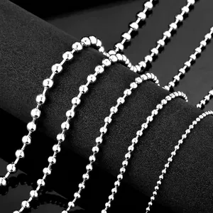 Ball Chain Necklace Stainless Steel Titanium Beads Versatile Link For Pendants Men Women High Polished Jewelry