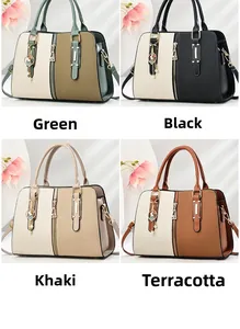 Sacs à main patchwork chics en vert, noir, kaki et terre avec des breloques perlées