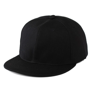 Cappellino da baseball hip hop nero classico con visiera piatta in twill di cotone puro