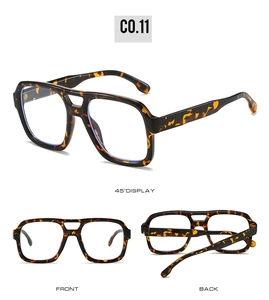 Three-way view of tortoiseshell pilot sunglasses with double bridge and C0.11 code