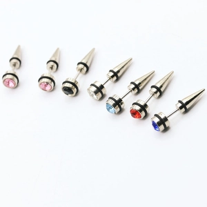 Boucles d'oreilles cône en acier 316L avec zircons multicolores pour piercing corporel