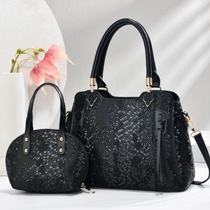Snake Pattern Shoulder Bag And Handbag PU Leather Tote Crossbody Shell Shape Elegant Fashion Trendy Women