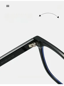 Détails des charnières métalliques et des paramètres de taille sur lunettes carrées noires