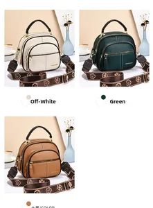 Detailed comparison of minimalist pebbled leather handbags in beige, green, and khaki colors