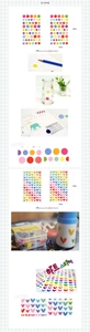 Set of 6 sheets colorful heart and round shape decorative stickers size 100x150mm