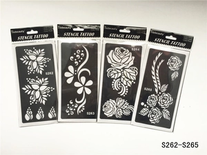 Lot de pochoirs pour tatouage au henné avec motifs roses et fleurs, modèles S262 à S265