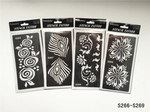Lot de pochoirs de tatouage au henné semi-permanents avec les modèles S266 à S269