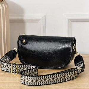 Borsa a Tracolla da Donna in Pelle PU Borsa a Sella alla Moda Con Tracolla Larga Geometrica Trama Pieghettata Borsa a Spalla