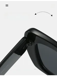 Macro shot of durable hinges and size parameters on black cat eye sunglasses frames