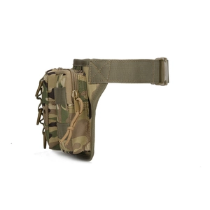 Tactical camouflage waist bag with MOLLE webbing and durable buckles for outdoor hiking