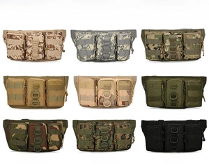 Tactical pouch color selection showing camouflage and solid nylon military patterns