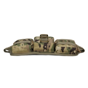 Camo tactical waist pack with 3 MOLLE accessory pouches and nylon fabric for hiking