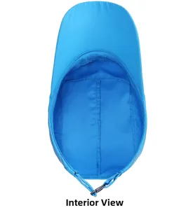 Internal view of sky blue quick-dry sports cap featuring adjustable back strap