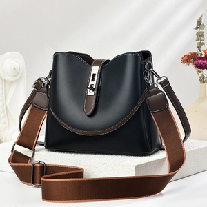 Damen Beuteltasche PU Leder Mode Umhängetasche Mit Breitem Webriemen Metallschloss Täglich Lässig Street Style