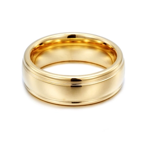 Polished gold tungsten steel ring for men featuring a minimalist wide band design