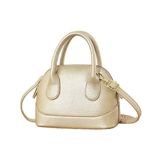 Kleine goudkleurige crossbodytas met litchi-patroon en een verstelbare schouderriem