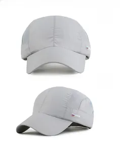 Breathable gray quick-dry baseball cap with mesh panels and Russia side embroidery