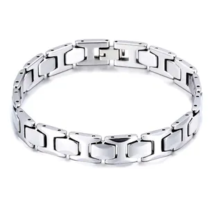 Men's Tungsten Steel Bracelet Polished H-Link Chain Modern Geometric Jewelry Fashion Wristband