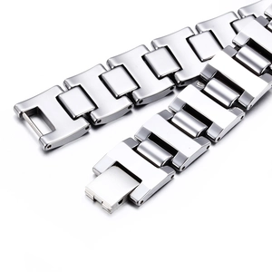 Men's fashion tungsten steel bracelet in silver with polished links and chain design